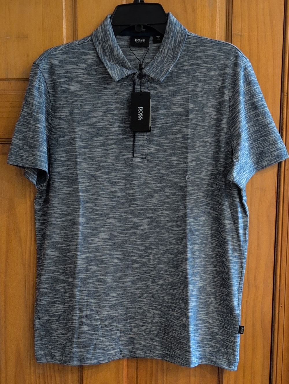 BOSS Blue Heathered Short-Sleeve Polo